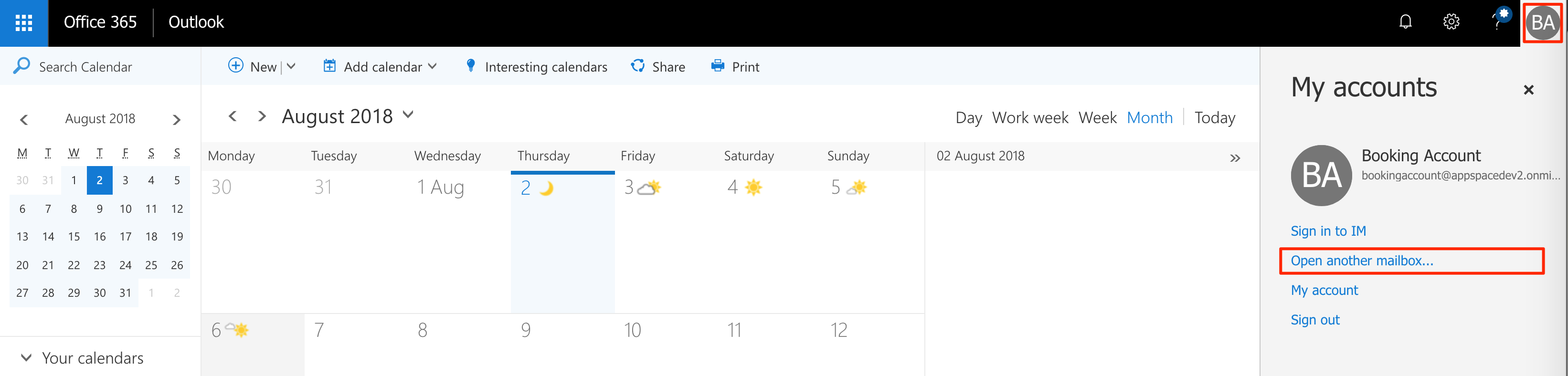 Configure Microsoft Outlook Calendar Room Booking Service With